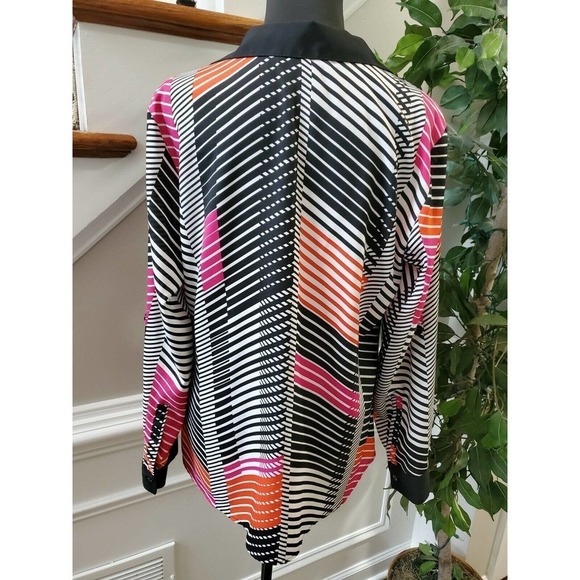 Attention Women's Multicolor 100% Polyester Long Sleeve Collared Top Shirt - Picture 6 of 15